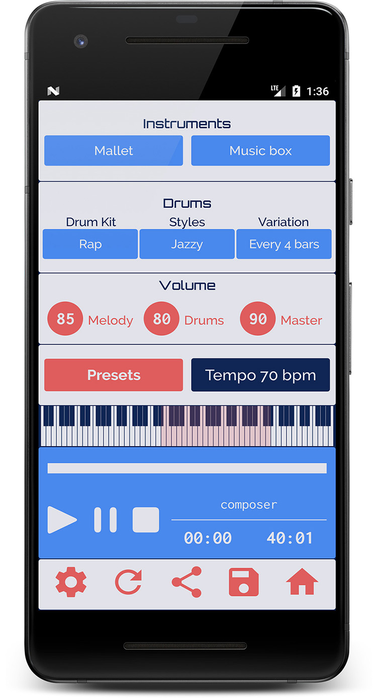 Composer - Algorithmic musical composer for Android