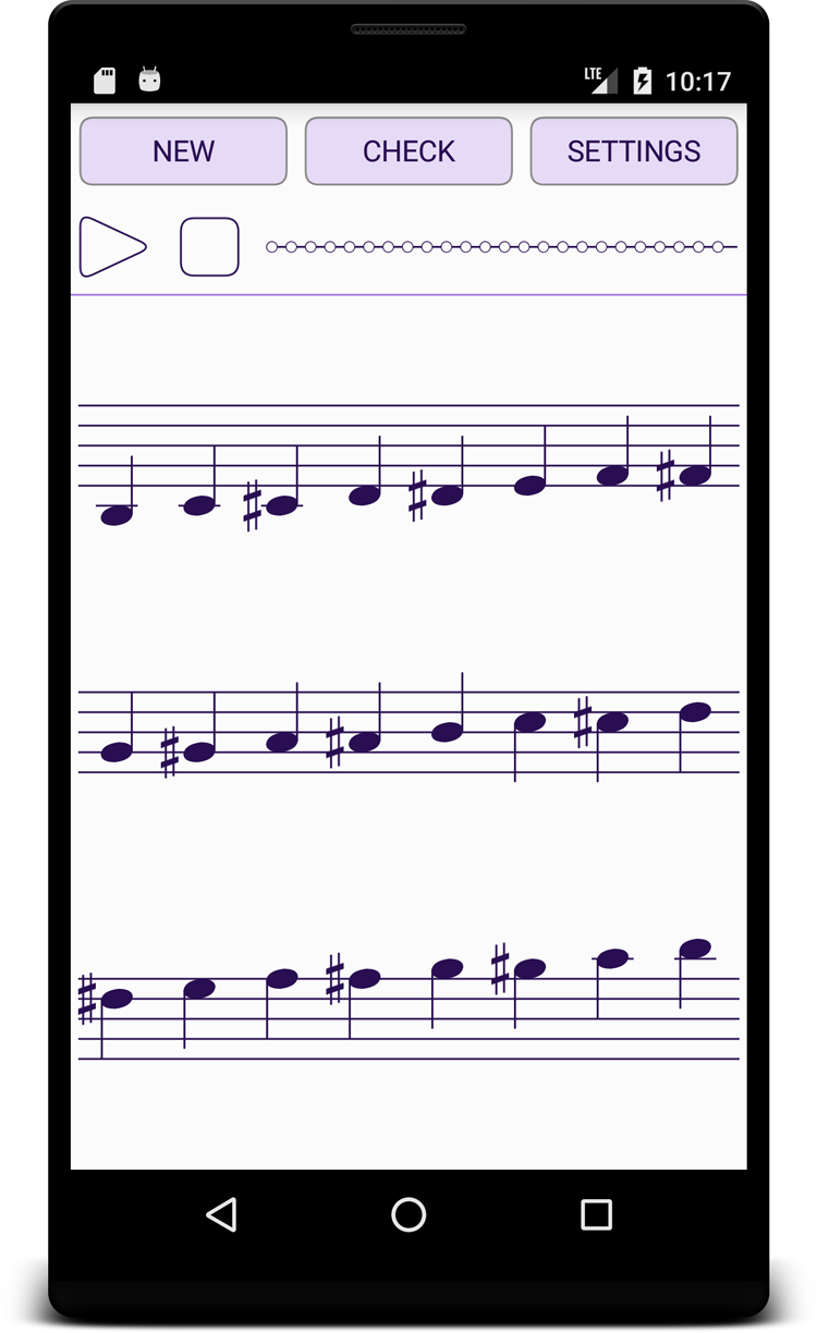 Musical Dictation main screen