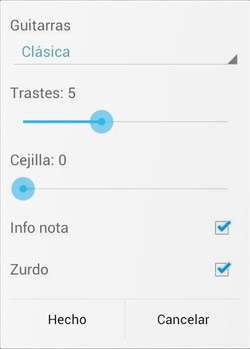 Ajustes de guitarra - Guitar Droid - Guitarra multitáctil para Android Guitar Droid - Guitarra multitáctil para Android - Ajustes de guitarra