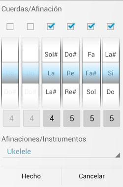 Ajustes de cuerdas y afinaciones - Guitar Droid - Guitarra multitáctil para Android Guitar Droid - Guitarra multitáctil para Android - Ajustes de cuerdas y afinaciones